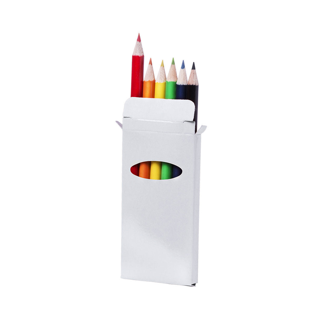 Boite de 6 crayons de couleur présentés dans une boîte à fenêtre en carton GARTEN blanc