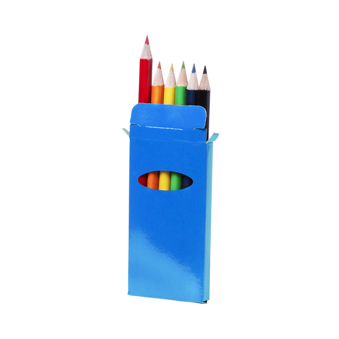 Boite de 6 crayons de couleur présentés dans une boîte à fenêtre en carton GARTEN étui bleu