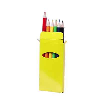Boite de 6 crayons de couleur présentés dans une boîte à fenêtre en carton GARTEN crayons rouge, orange, vert, bleu, noir, jaune