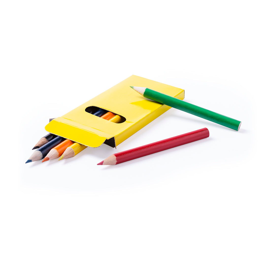 Boite de 6 crayons de couleur présentés dans une boîte à fenêtre en carton GARTEN jaune