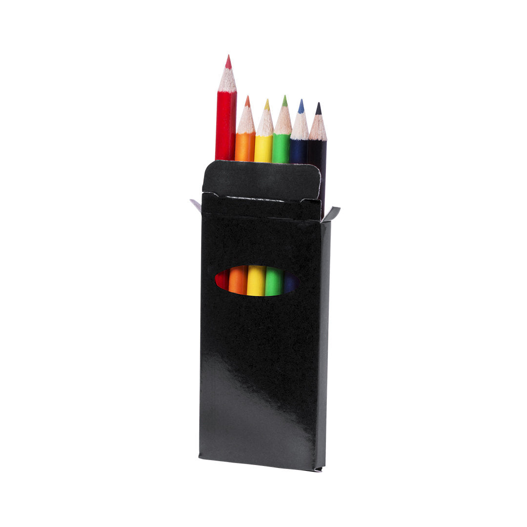 Boite de 6 crayons de couleur présentés dans une boîte à fenêtre en carton GARTEN étui noir