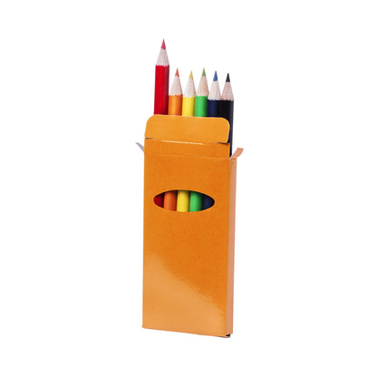 Boite de 6 crayons de couleur présentés dans une boîte à fenêtre en carton GARTEN étui carton orange