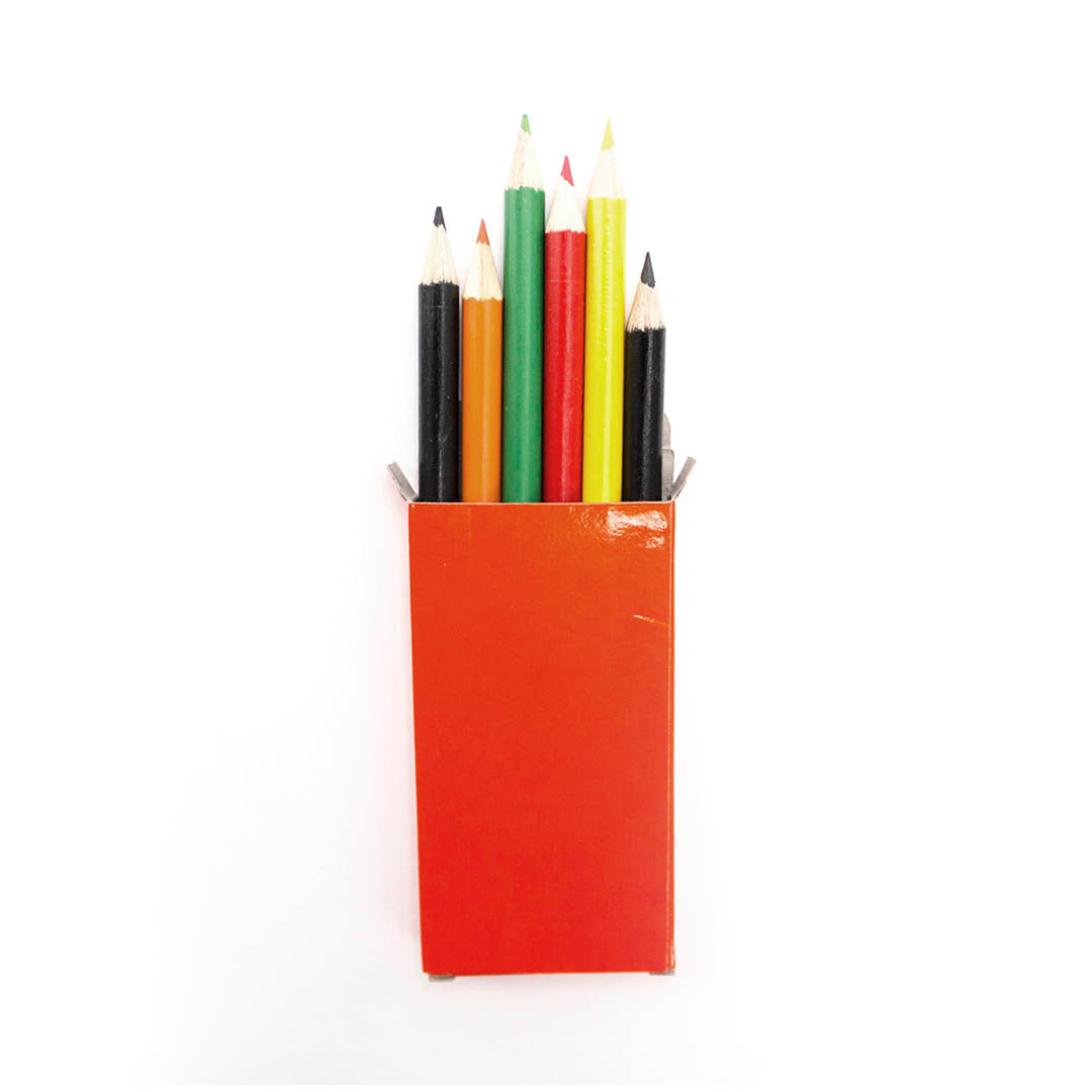 Boite de 6 crayons de couleur présentés dans une boîte à fenêtre en carton GARTEN rouge