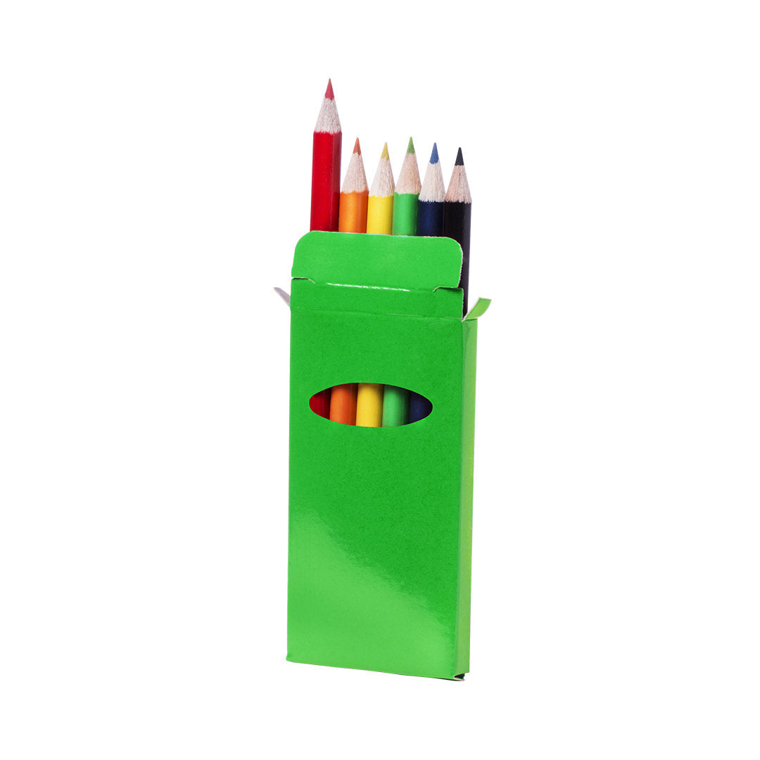 Boite de 6 crayons de couleur présentés dans une boîte à fenêtre en carton GARTEN étui vert