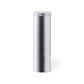 Accessoire élégant : boîte cylindrique en métal avec finition argentée et couvercle coordonné.