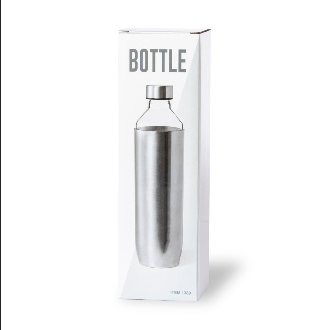 Bouteille en verre borosilicate et acier inoxydable 850 ml IVISUR étui carton