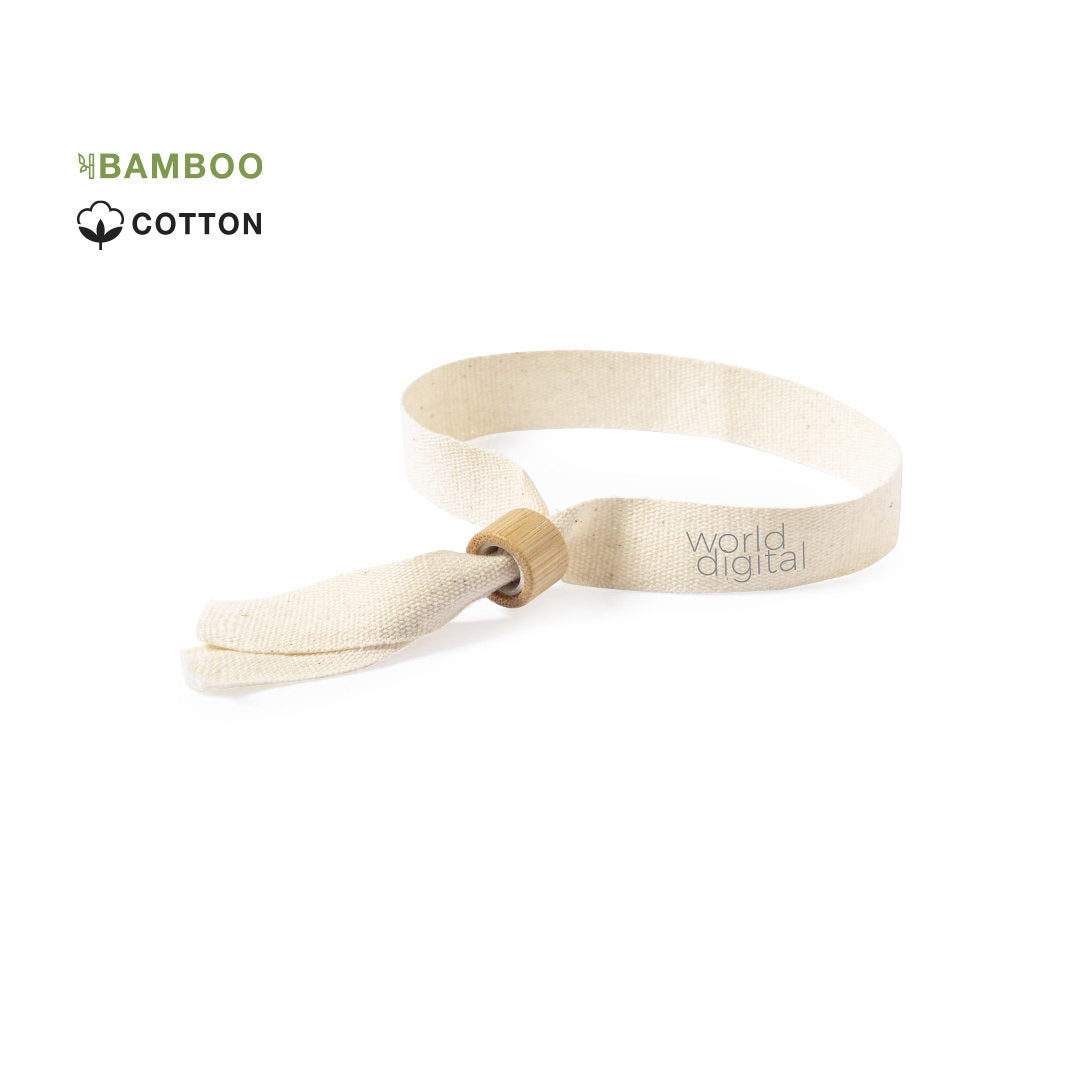 Bracelet de la ligne Nature en coton résistant avec fermoir de sécurité unidirectionnel en bambou