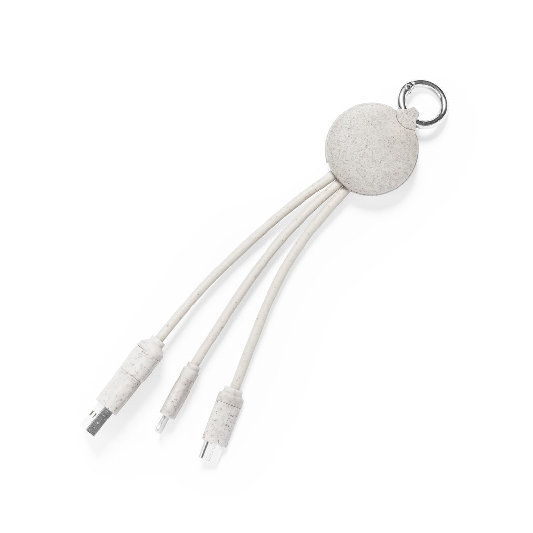 Optez pour un câble de charge durable avec cet accessoire en canne de blé. Compatible avec Type-C, Lightning et Micro USB, il est présenté dans un emballage kraft éco-friendly