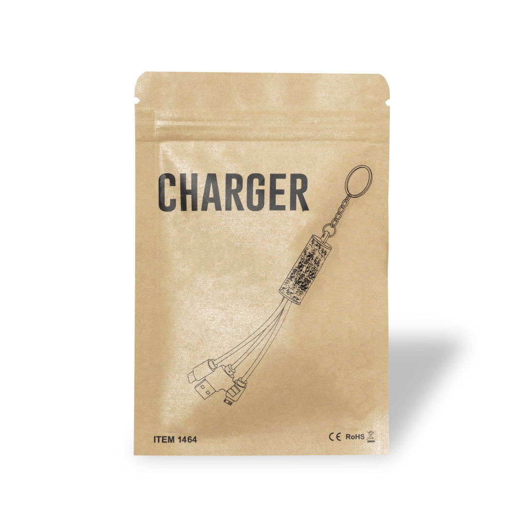 Cable de chargeur emballé dans un sachet éco-responsable à fermeture automatique