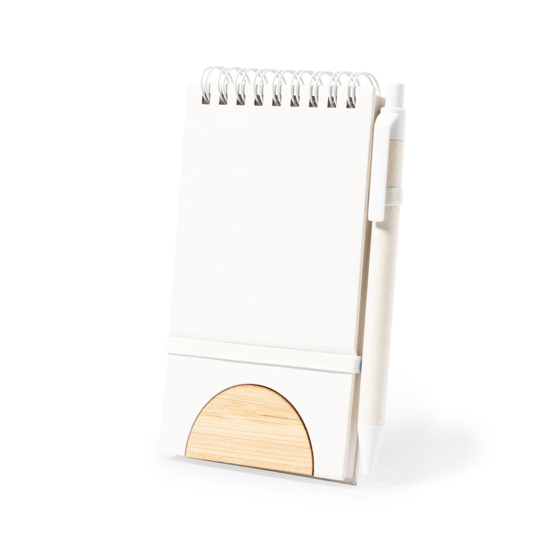 Cahier 80 feuilles avec stylo, fabriqués à partir de carton de lait recyclé et bambou MINNAK personnalisable