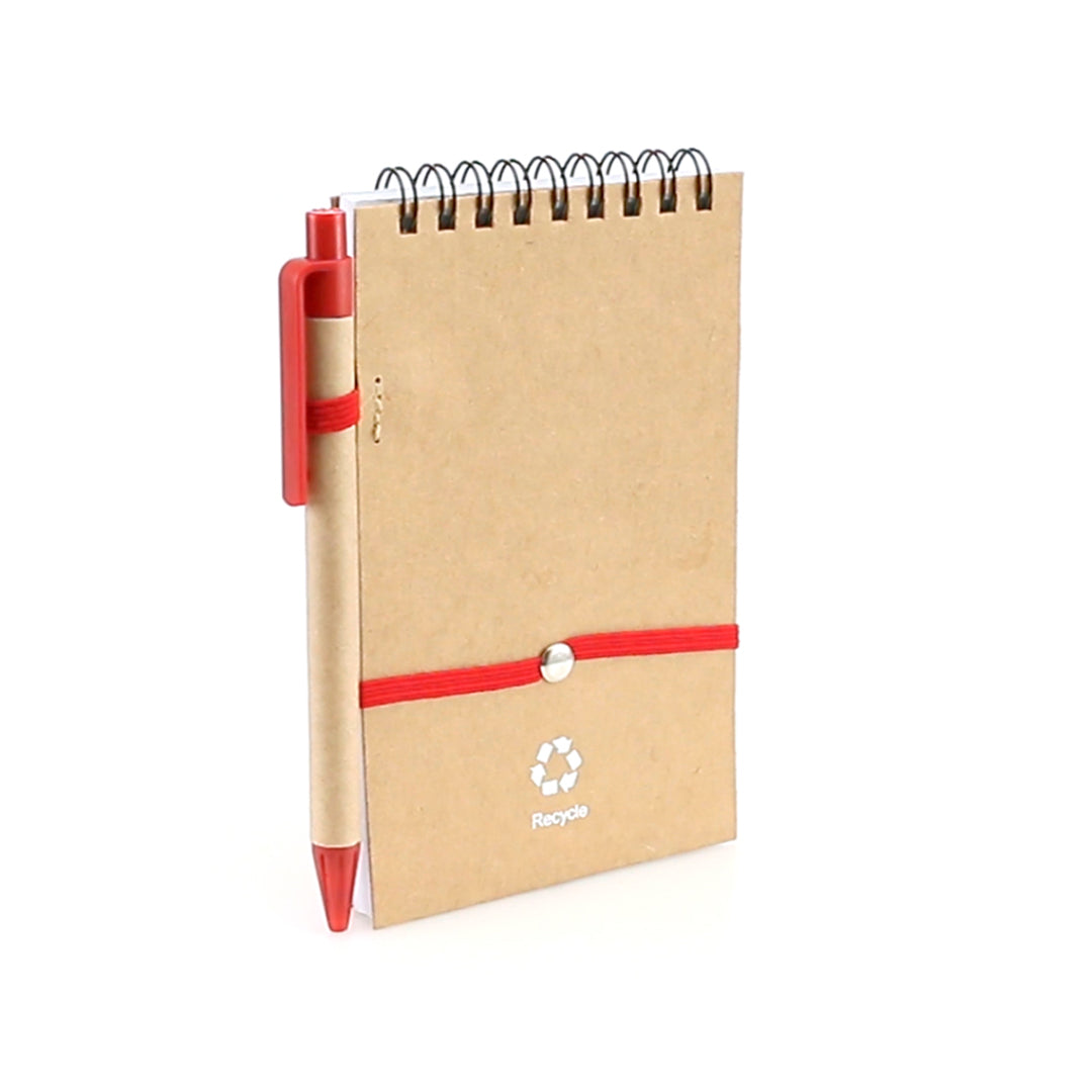 Cahier à spirales avec couverture en carton recyclé, stylo inclus, 70 feuilles ECOCARD marquage logo