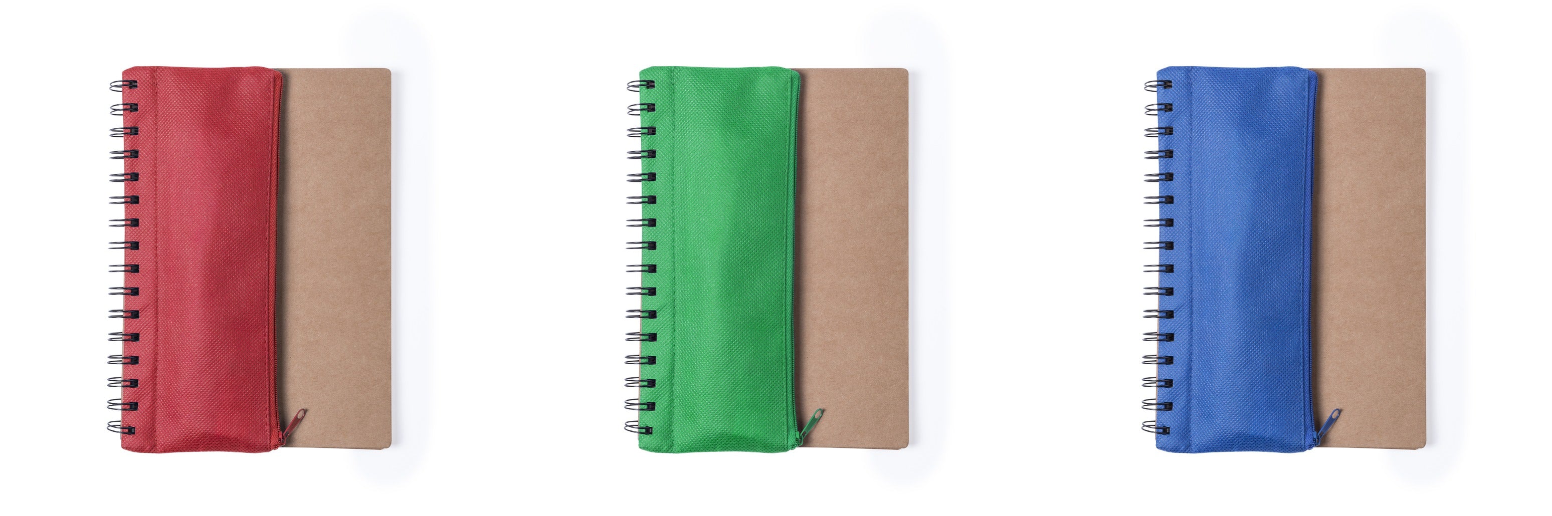 Cahier à spirales avec trousse en polyester 600d, 70 feuilles, couverture rigide en carton recyclé MOSKU coloris multiples