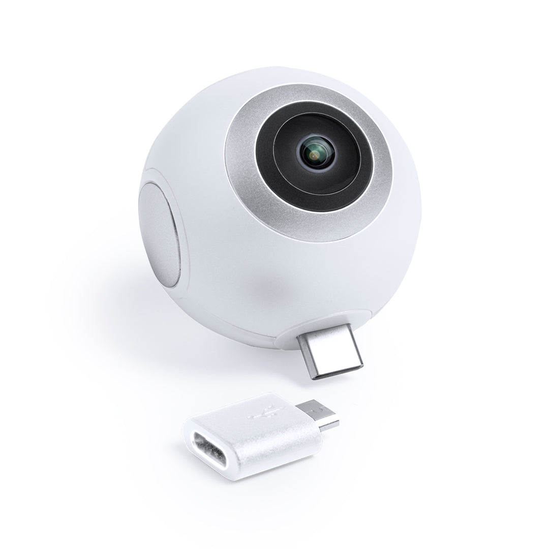 Caméra 360° avec connexion de type C et adaptateur micro USB RIBBEN