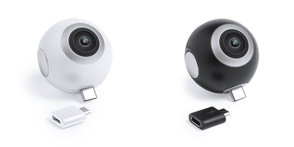 Caméra 360° avec connexion de type C et adaptateur micro USB RIBBEN