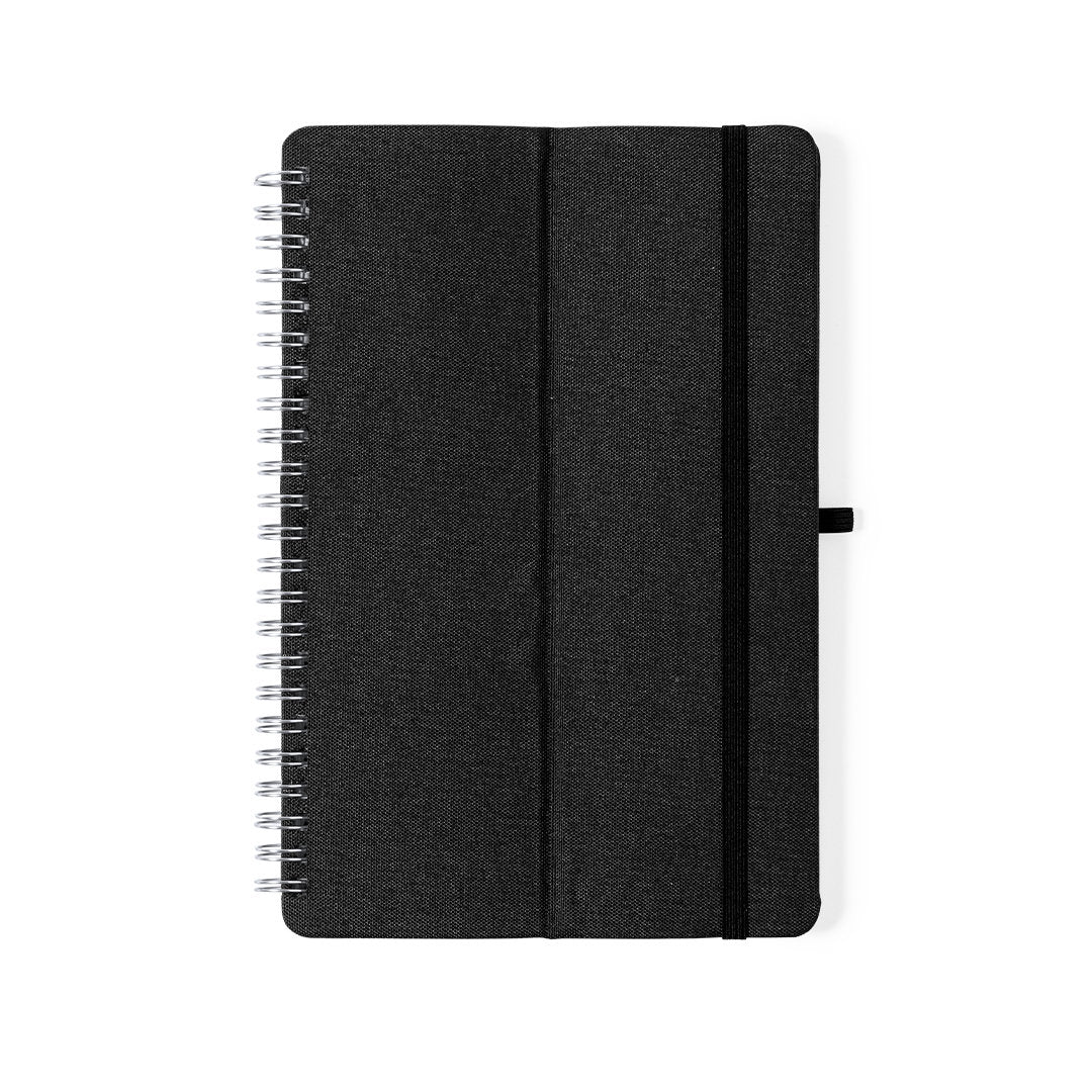 Carnet support téléphone en rpet 300d résistant, 70 feuilles, paille de blé et pp MAISUX noir