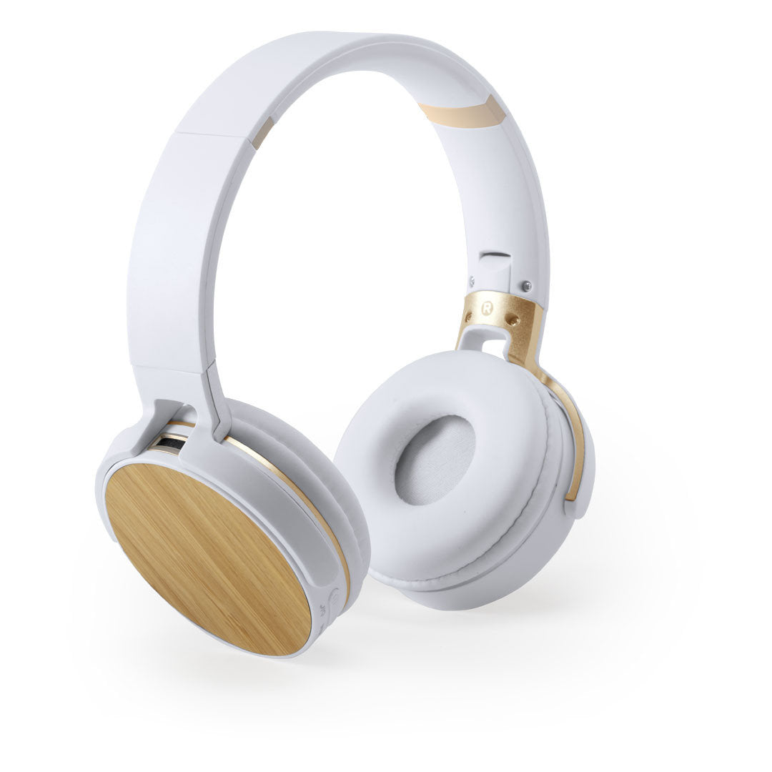 Casque bluetooth avec port jack 3.5mm et batterie 200mAh en bambou et abs 