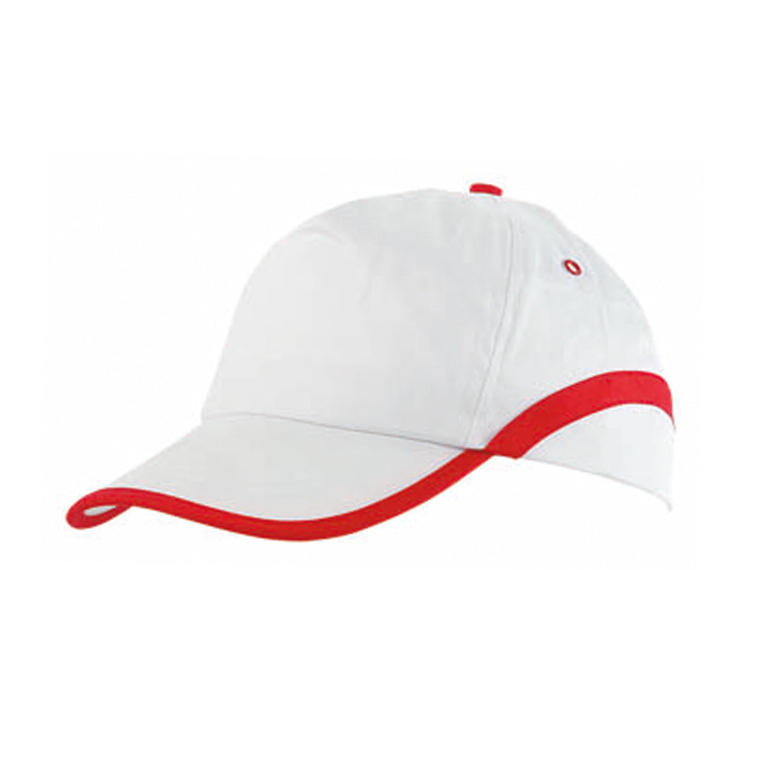 Casquette à 5 panneaux en 100% coton avec liseré contrasté sur la visière et les côtés LINE