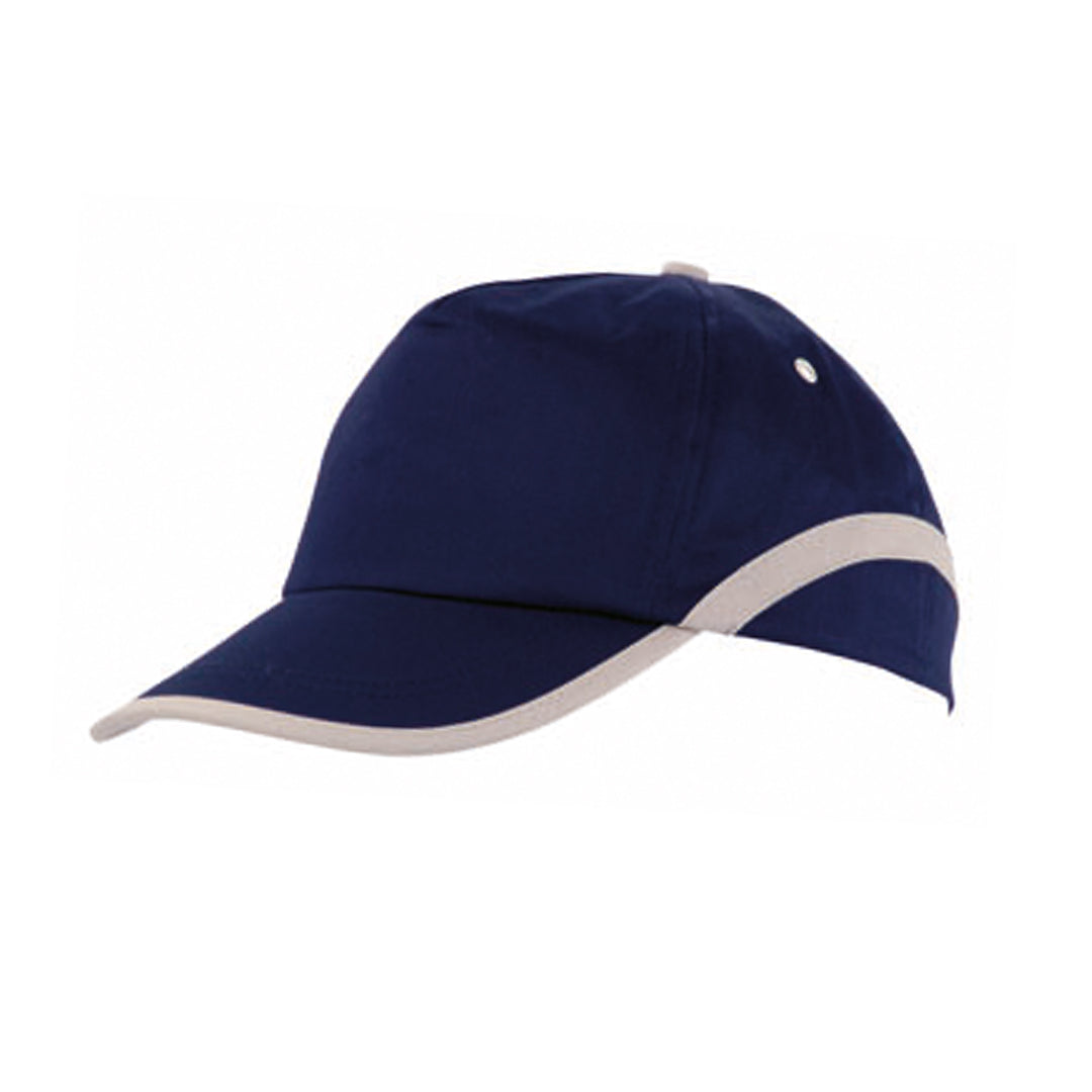 Casquette à 5 panneaux en 100% coton avec liseré contrasté sur la visière et les côtés LINE