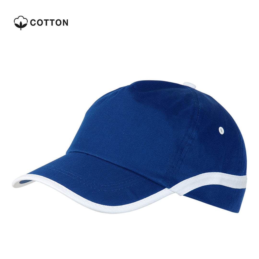 Casquette à 5 panneaux en 100% coton avec liseré contrasté sur la visière et les côtés LINE