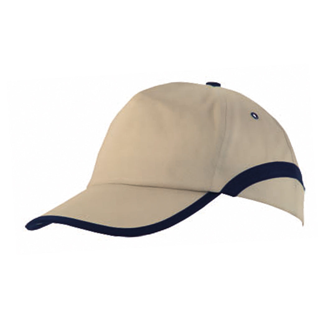 Casquette à 5 panneaux en 100% coton avec liseré contrasté sur la visière et les côtés LINE