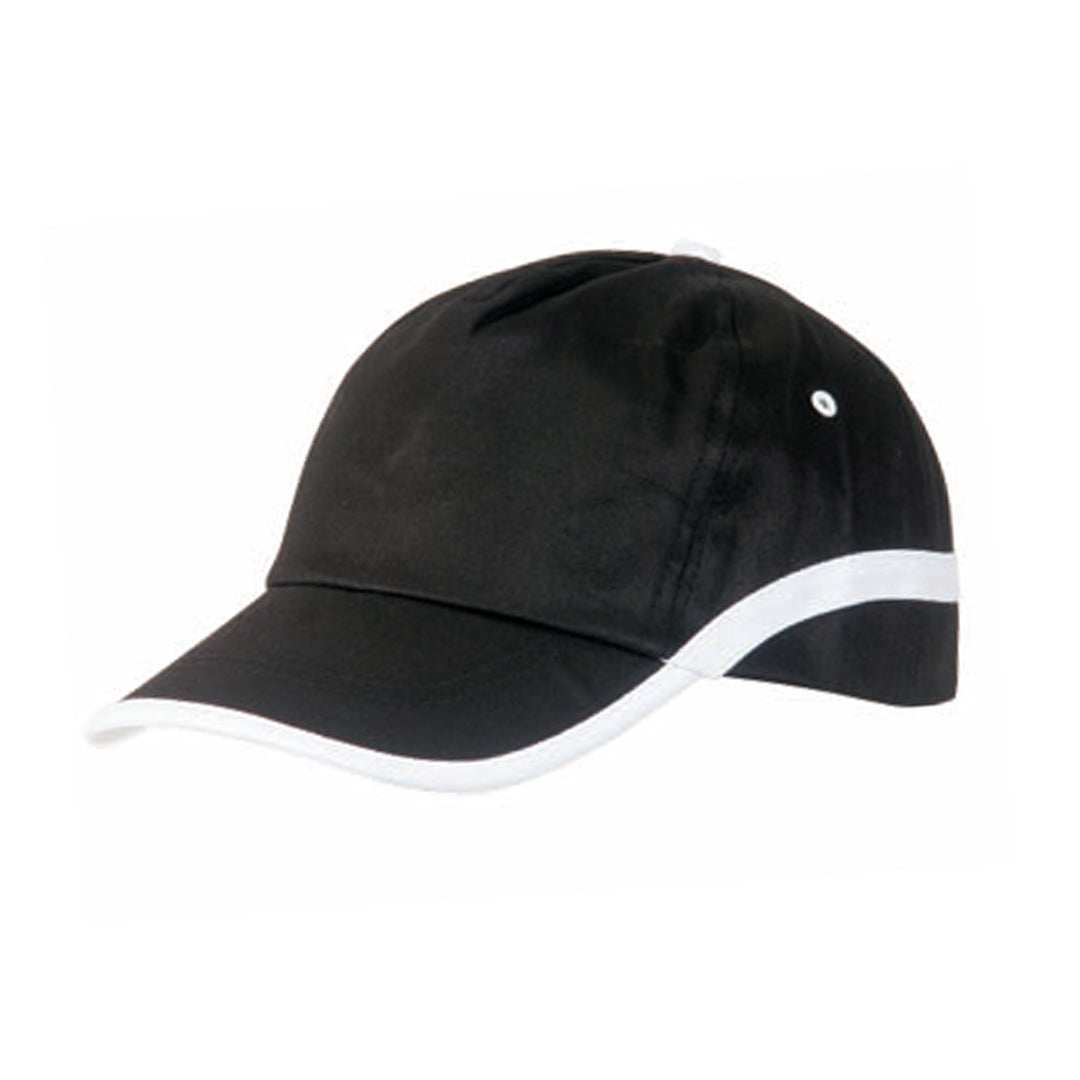 Casquette à 5 panneaux en 100% coton avec liseré contrasté sur la visière et les côtés LINE