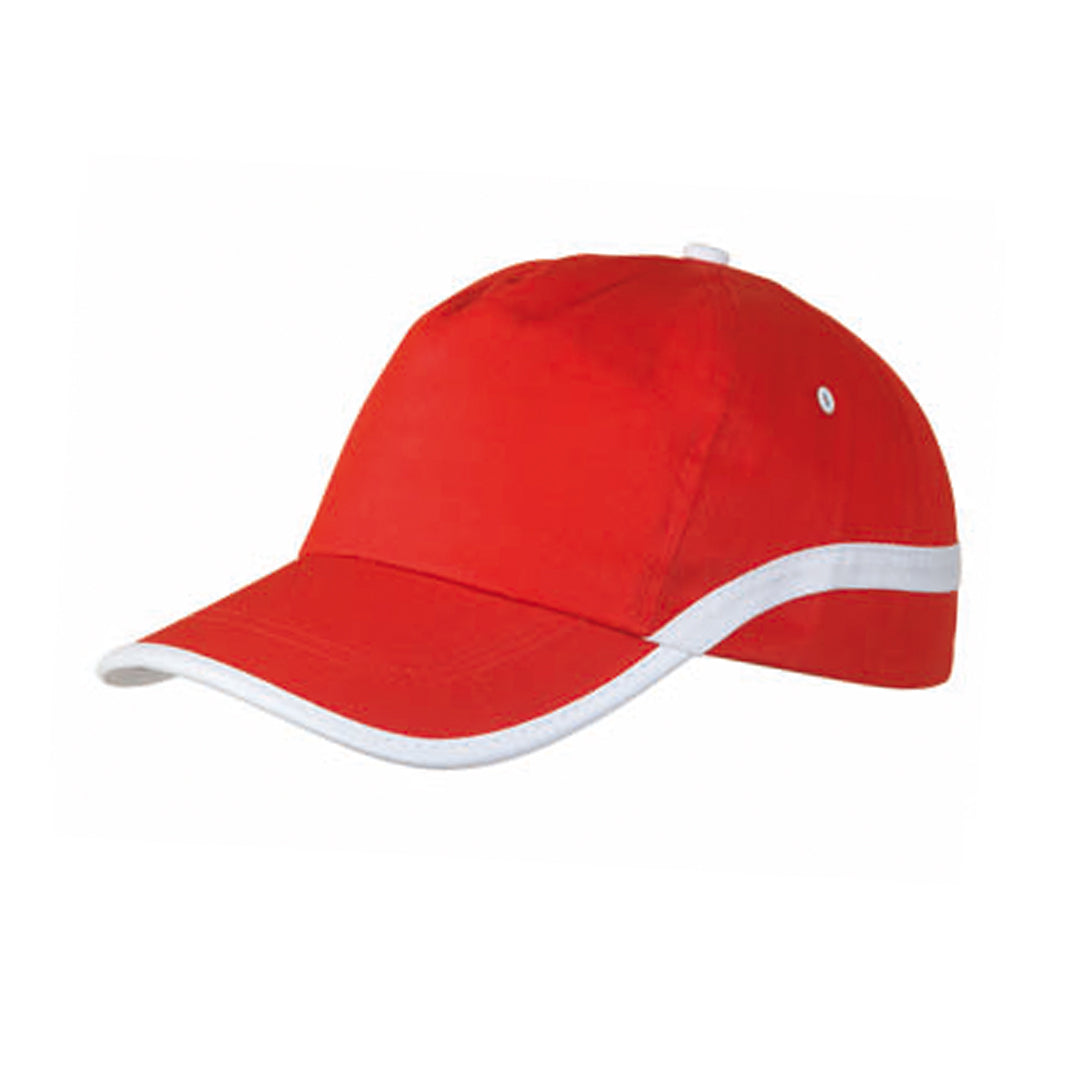 Casquette à 5 panneaux en 100% coton avec liseré contrasté sur la visière et les côtés LINE