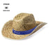 Chapeau En Paille Couleur Verdâtre Naturel Avec Ruban Intérieur Confortable Bull Chapeaux