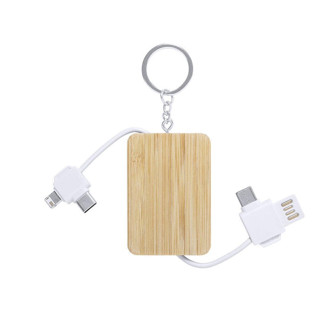 Chargeur porte clés en bambou RUSELL prise Usb, Usbc