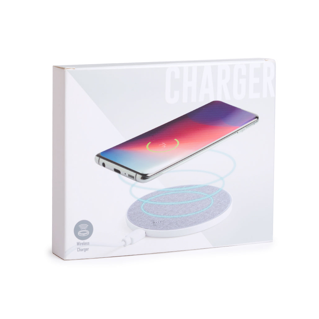 Chargeur sans fil 5w en polyester DEVEL étui carton