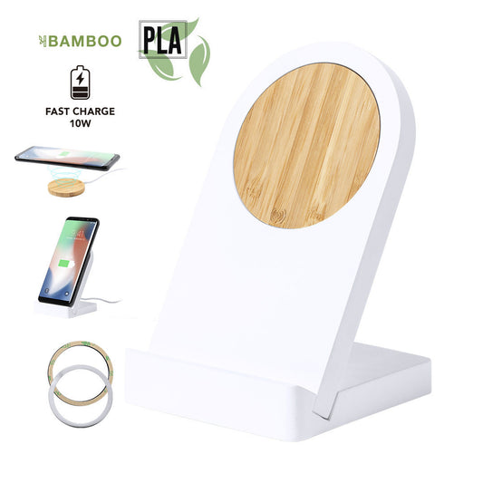 Chargeur sans fil magnétique éco-responsable en bambou et PLA