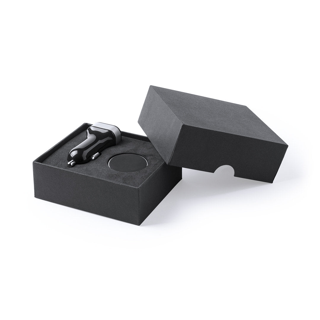  Chargeur de voiture USB avec 2 sorties USB de 2100 mA et support adhésif magnétique.