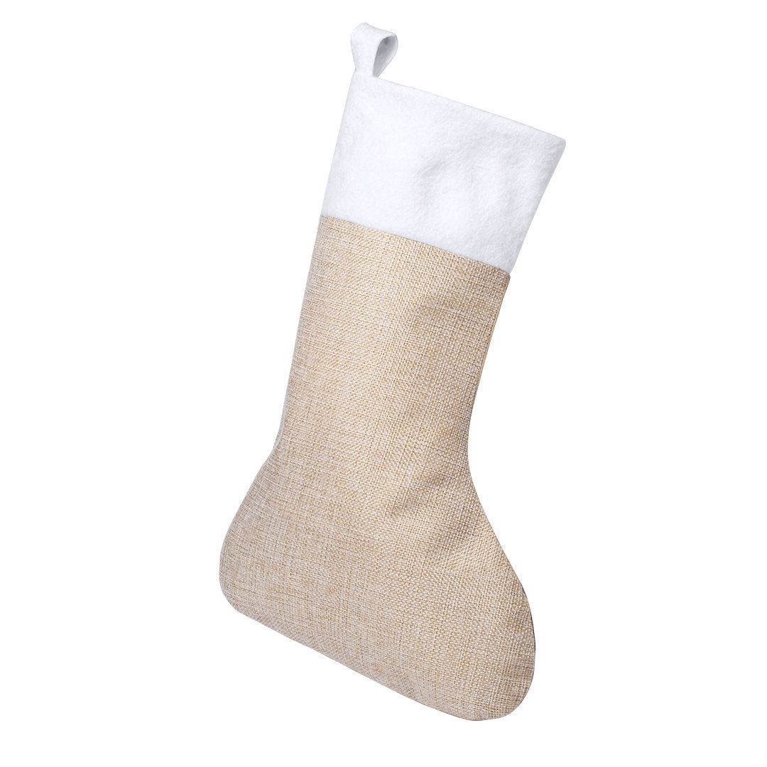 Chaussette de Noël beige avec ruban