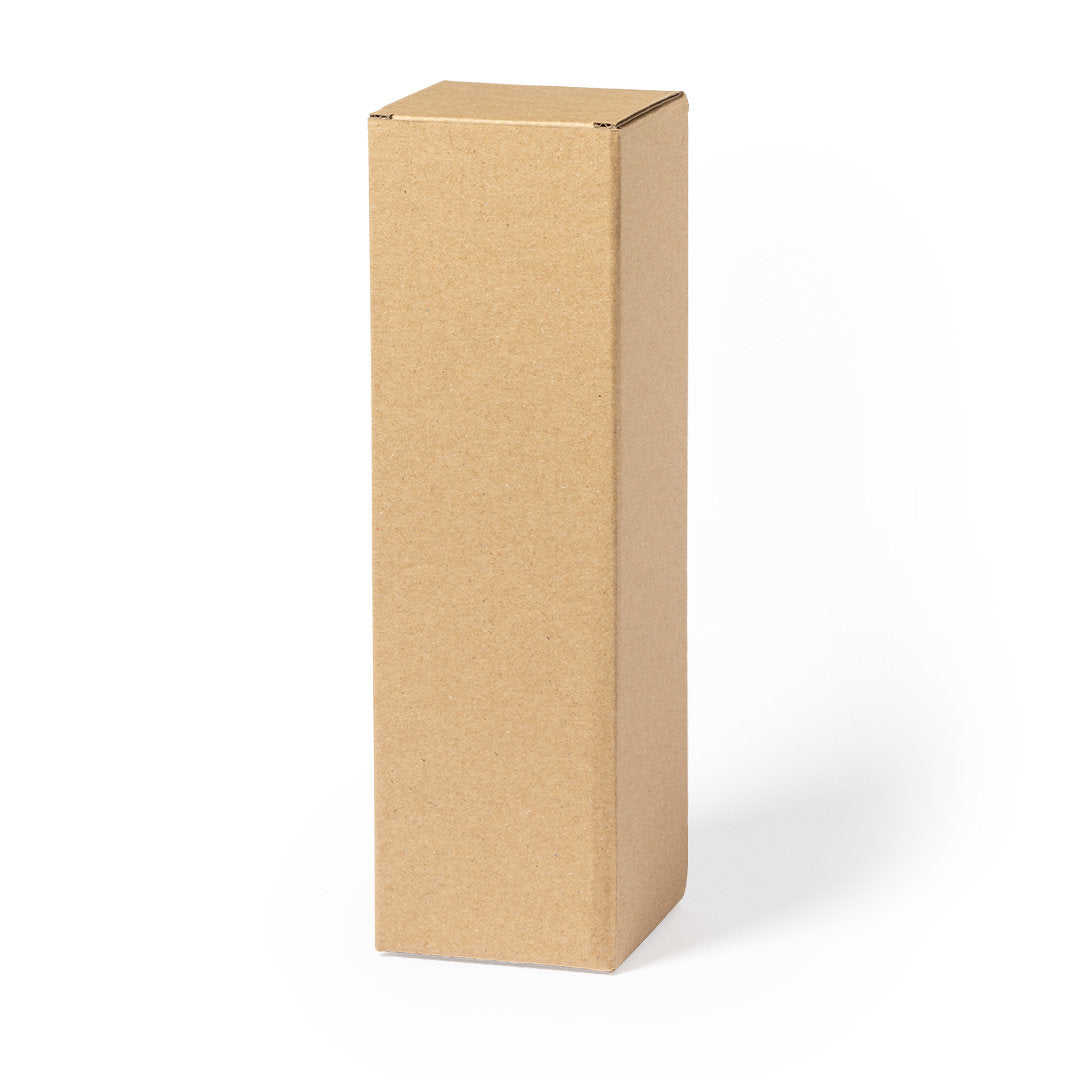 Accessoire éco-responsable : coffret spécialement conçu pour les fûts en carton ondulé recyclé, finition kraft.