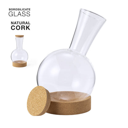 Décanteur en verre borosilicate avec base et bouchon en liège SEIRTEN