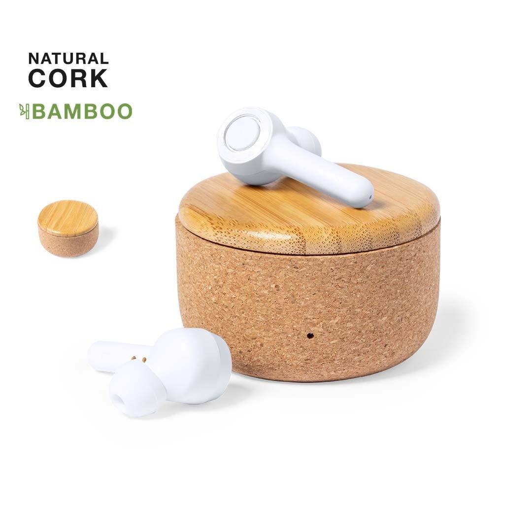 Écouteurs intra auriculaire bluetooth 5.0 en liège et bambou