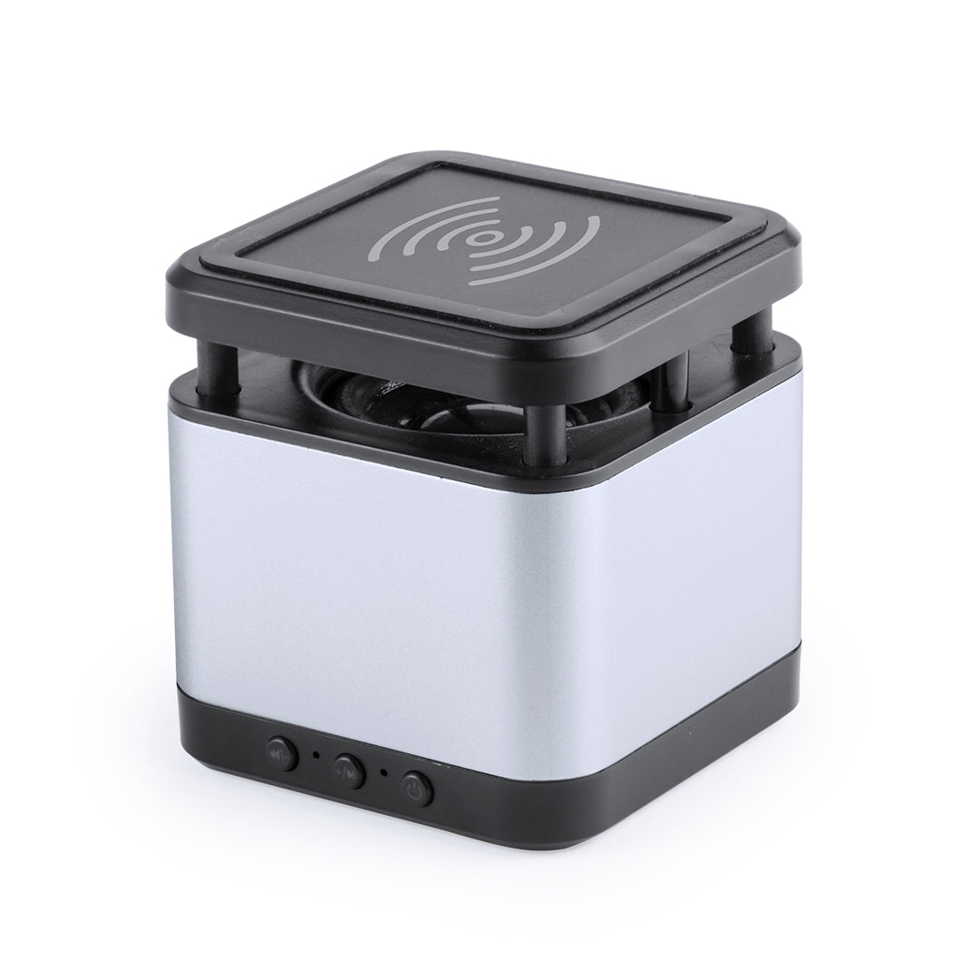 Enceinte avec chargeur sans fil intégré, design compact, bluetooth, 3w, rechargeable usb, aluminium BULPEX