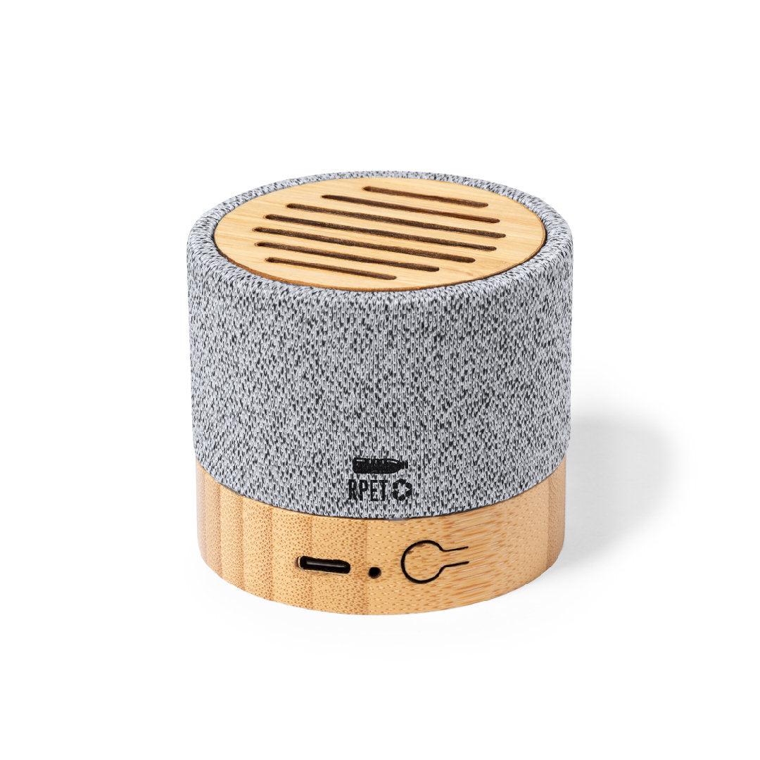 Enceinte bluetooth en polyester rpet et bambou