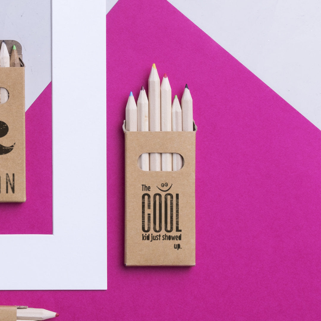 Ensemble 6 crayon en bois naturel GIRLS personnalisable logo entreprise