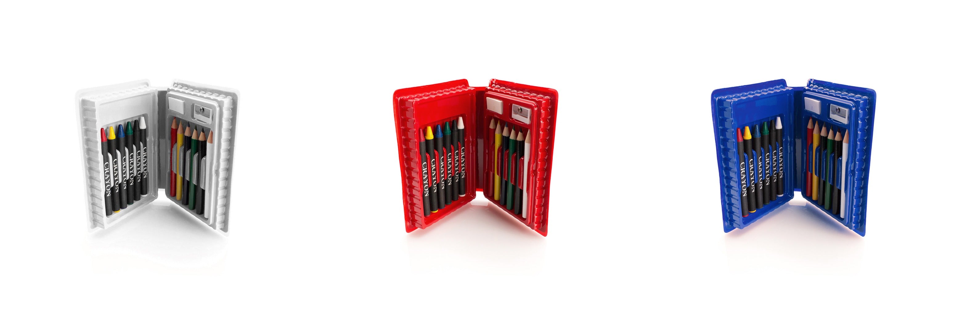 Mallette avec gomme, taille-crayons et crayons en bois