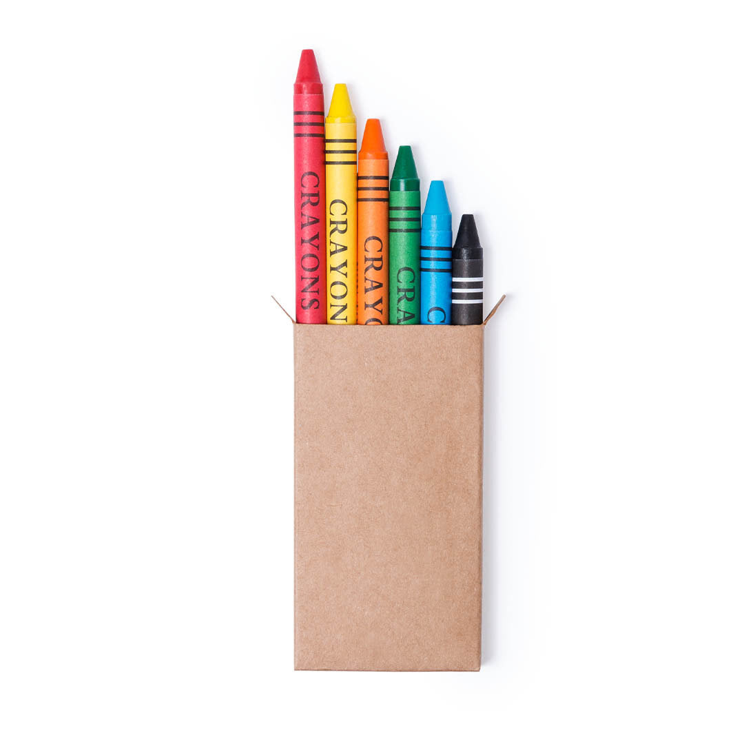 Ensemble de 6 crayons de cire PICHI rouge, jaune, vert, bleu, noir, orange
