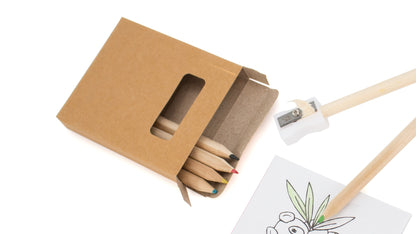 Kit de coloriage avec carton recyclé, bloc papier et crayons en bois