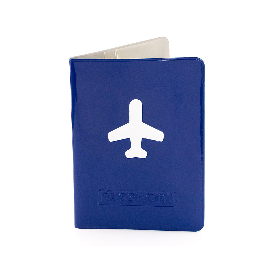 Étui pour passeport en PVC résistant avec motif d'avion personnalisable logo entreprise