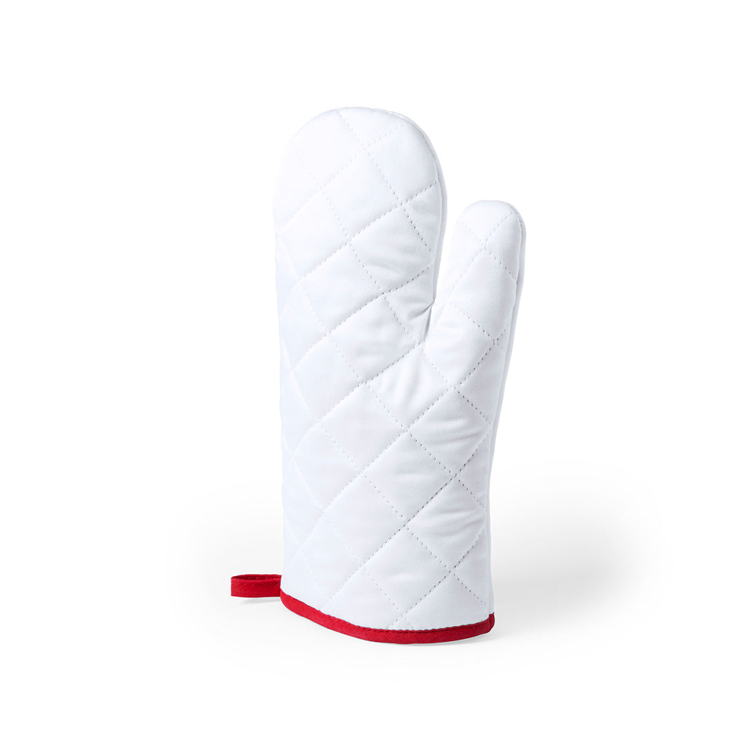 Gant de cuisine 100% polyester SILAX blanc et rouge