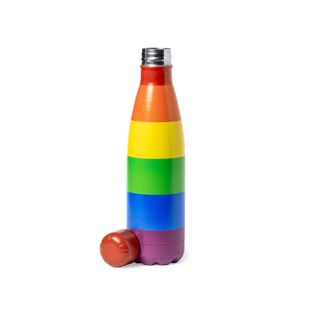 Gourde en acier inoxydable de 790 ml aux couleurs de l'arc-en-ciel, avec bouchon hermétique