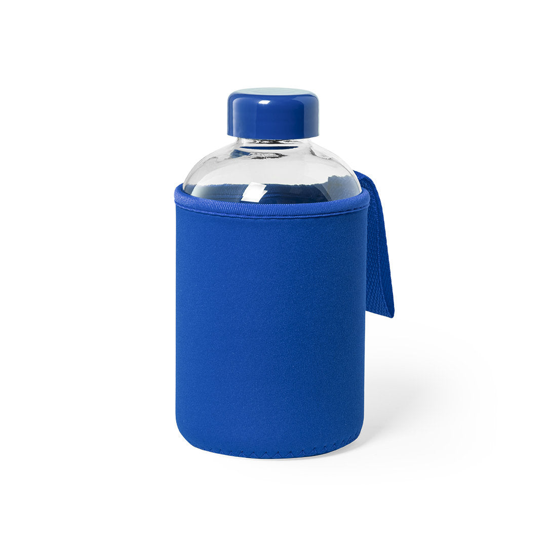 Gourde en verre de 600ml avec étui soft shell FLABER bleue