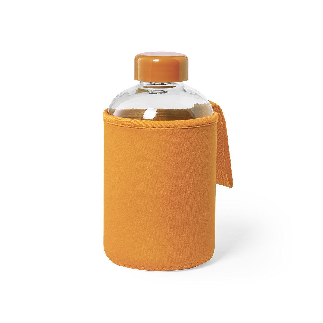 Gourde en verre de 600ml avec étui soft shell FLABER orange