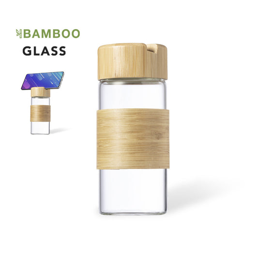 Gourde en verre et bambou de 450ml NOWSLY avec marquage logo