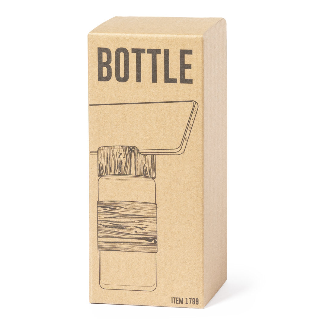 Gourde en verre et bambou de 450ml NOWSLY étui carton