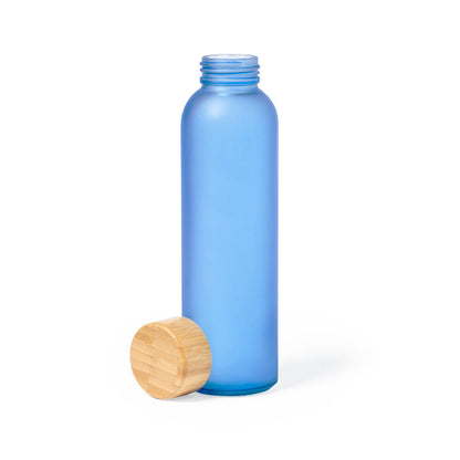 Gourde en verre et bambou de 500 ml sans bpa ESKAY bleue personnalisable