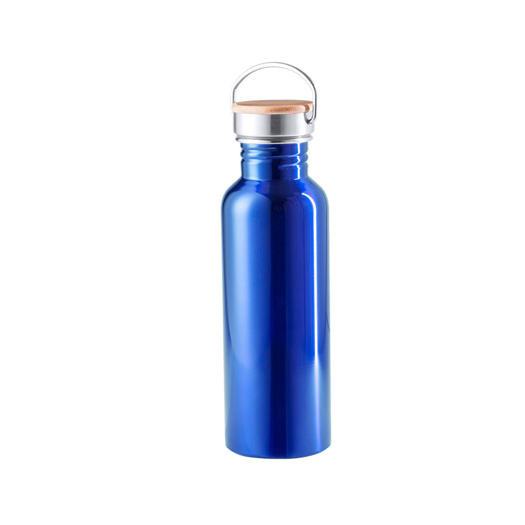 Gourdes 800ml en acier inoxydable et bambou TULMAN bleue